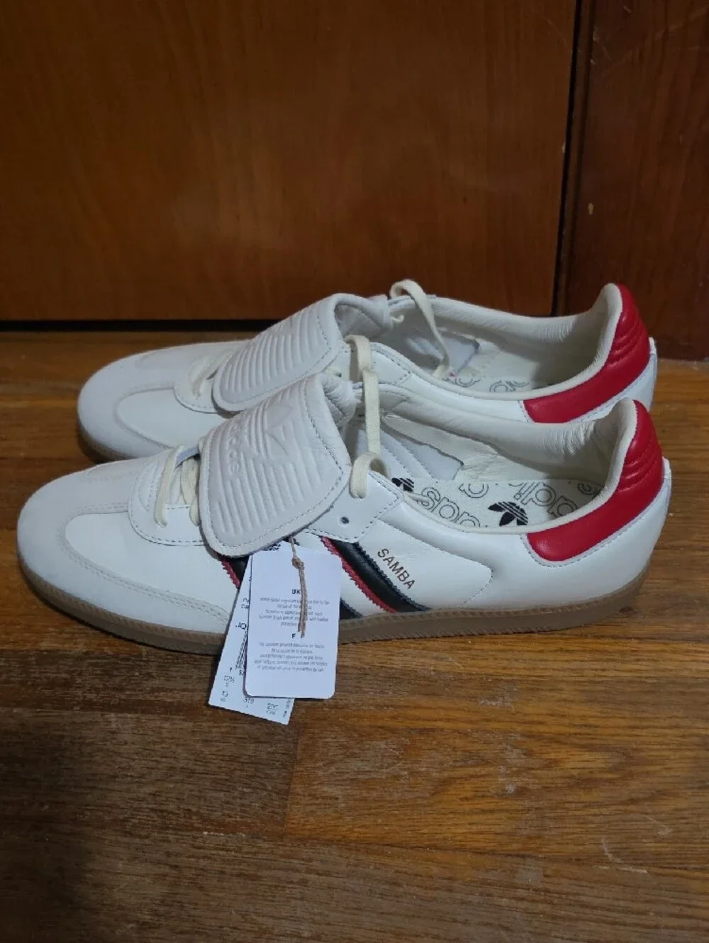 NWT adidas Samba White with Red and Black Stripes Men's Sneakers Size 13